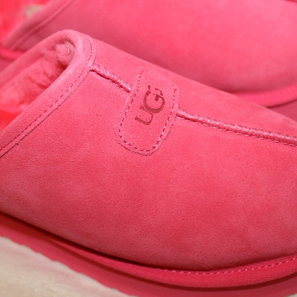 NIB UGG WOMEN'S DISCOQUETTE SUEDE SHEARLING SLIP ON PLATFORM SLIPPERS PINK - Picture 6 of 8